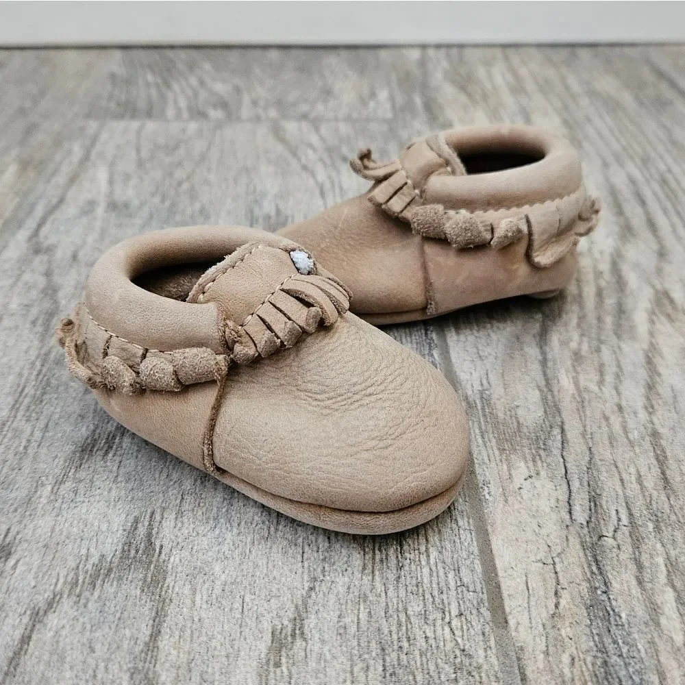 Freshly Picked Weatherd Brown Moccasin Baby Shoes 6-12 Months